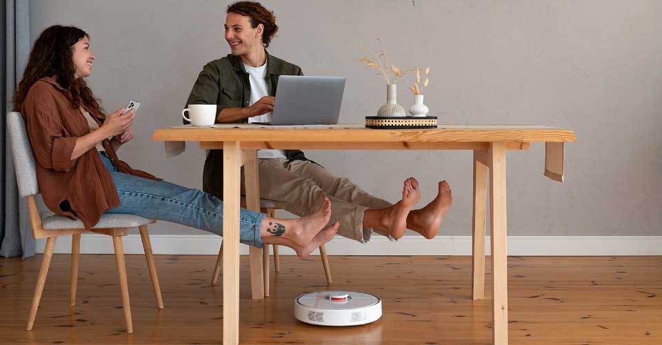 Business Central AI automatizáció szemléltetése robotporszívóval – ERP rendszer dolgozik helyetted